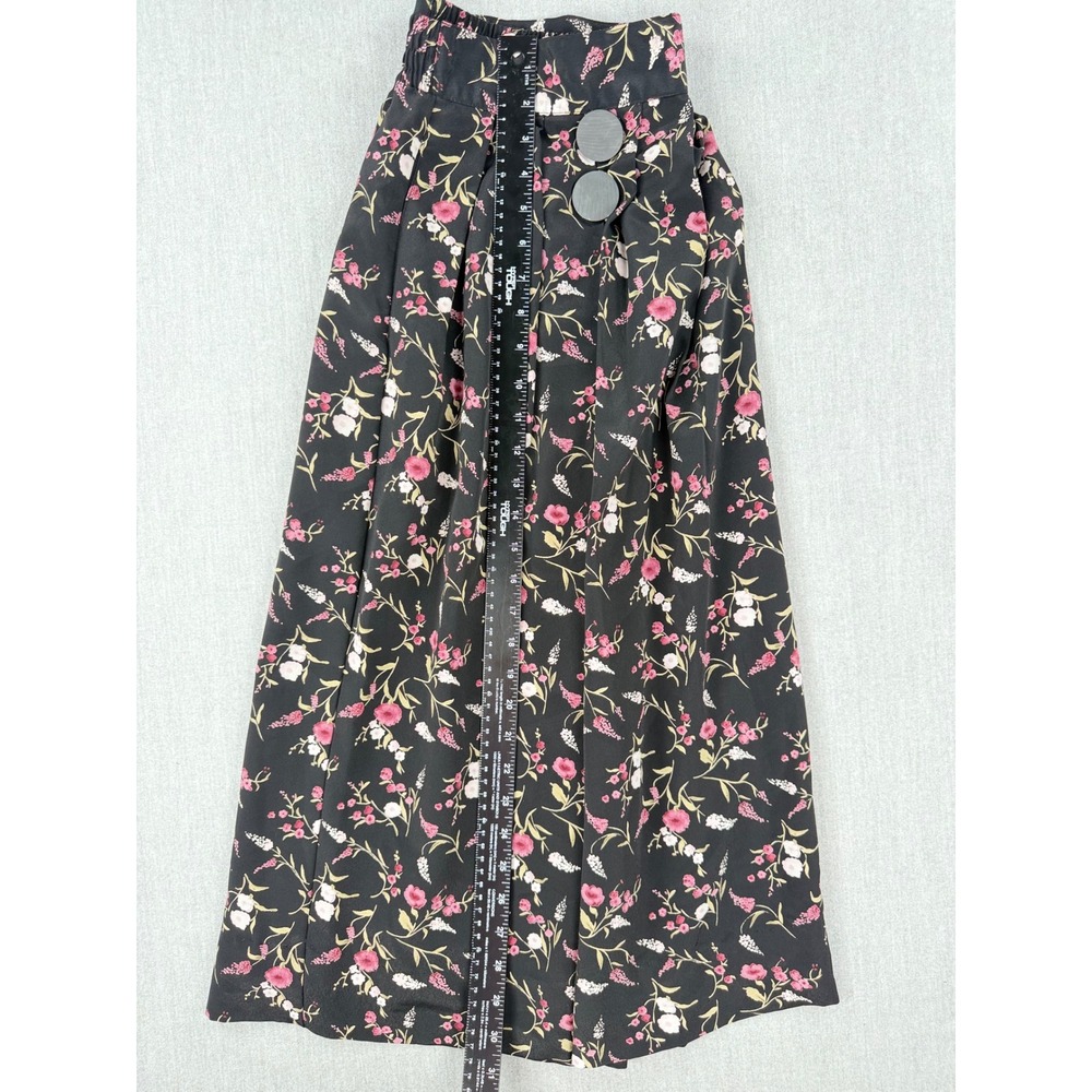Option Too! Womens 1X Black Pink Floral Pleated Midi Skirt with Pockets 67D117X - Picture 6 of 7
